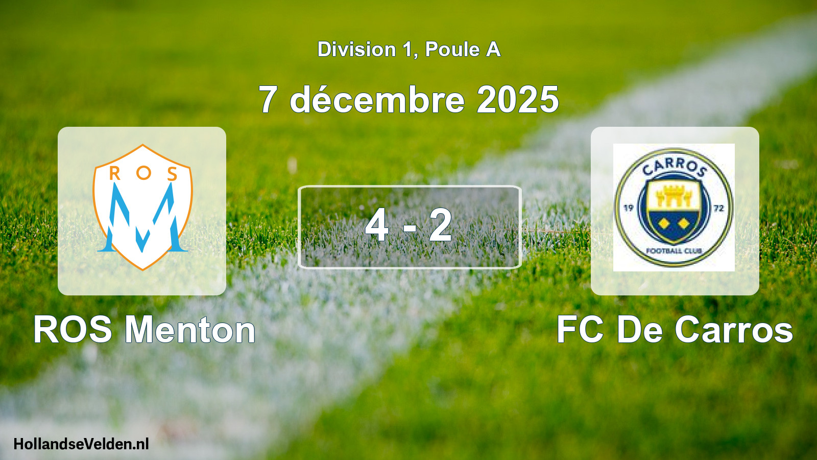 Match joué: ROS Menton - FC De Carros 4 - 2 (7 décembre 2025)