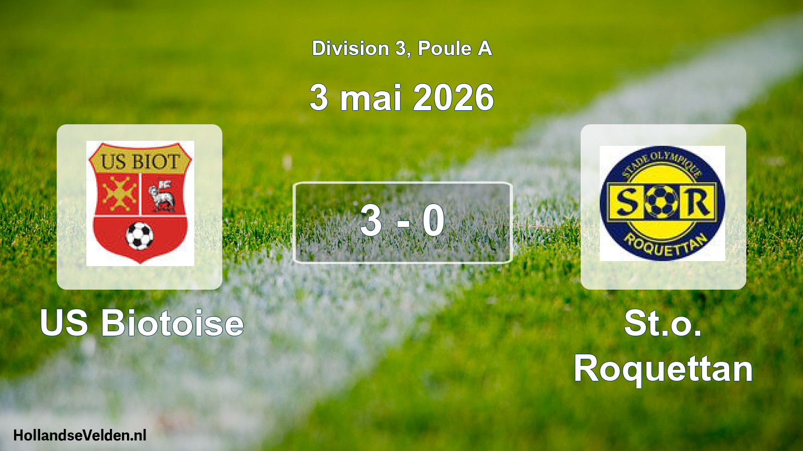 Match joué: US Biotoise - St.o. Roquettan 3 - 0 (3 mai 2026)