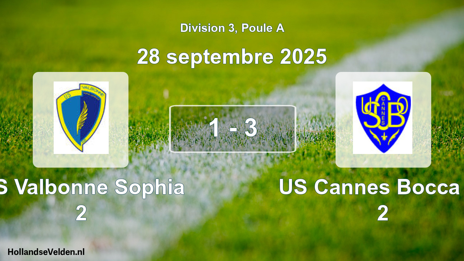 Match joué: US Valbonne Sophia 2 - US Cannes Bocca O. 2 1 - 3 (28 septembre 2025)