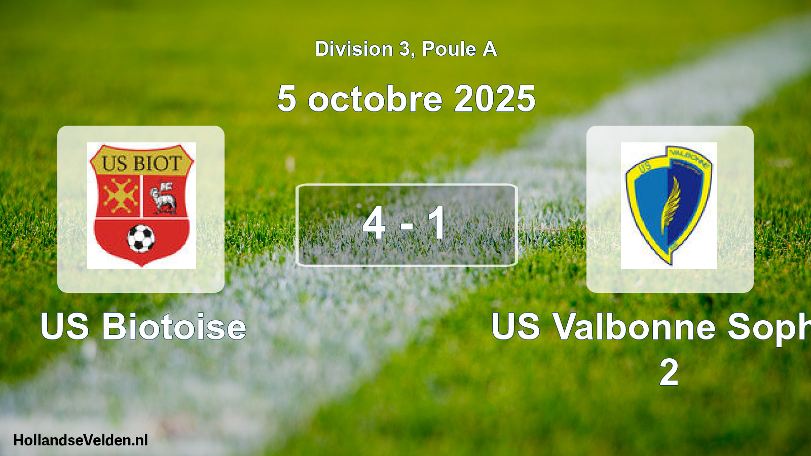 Match joué: US Biotoise - US Valbonne Sophia 2 4 - 1 (5 octobre 2025)