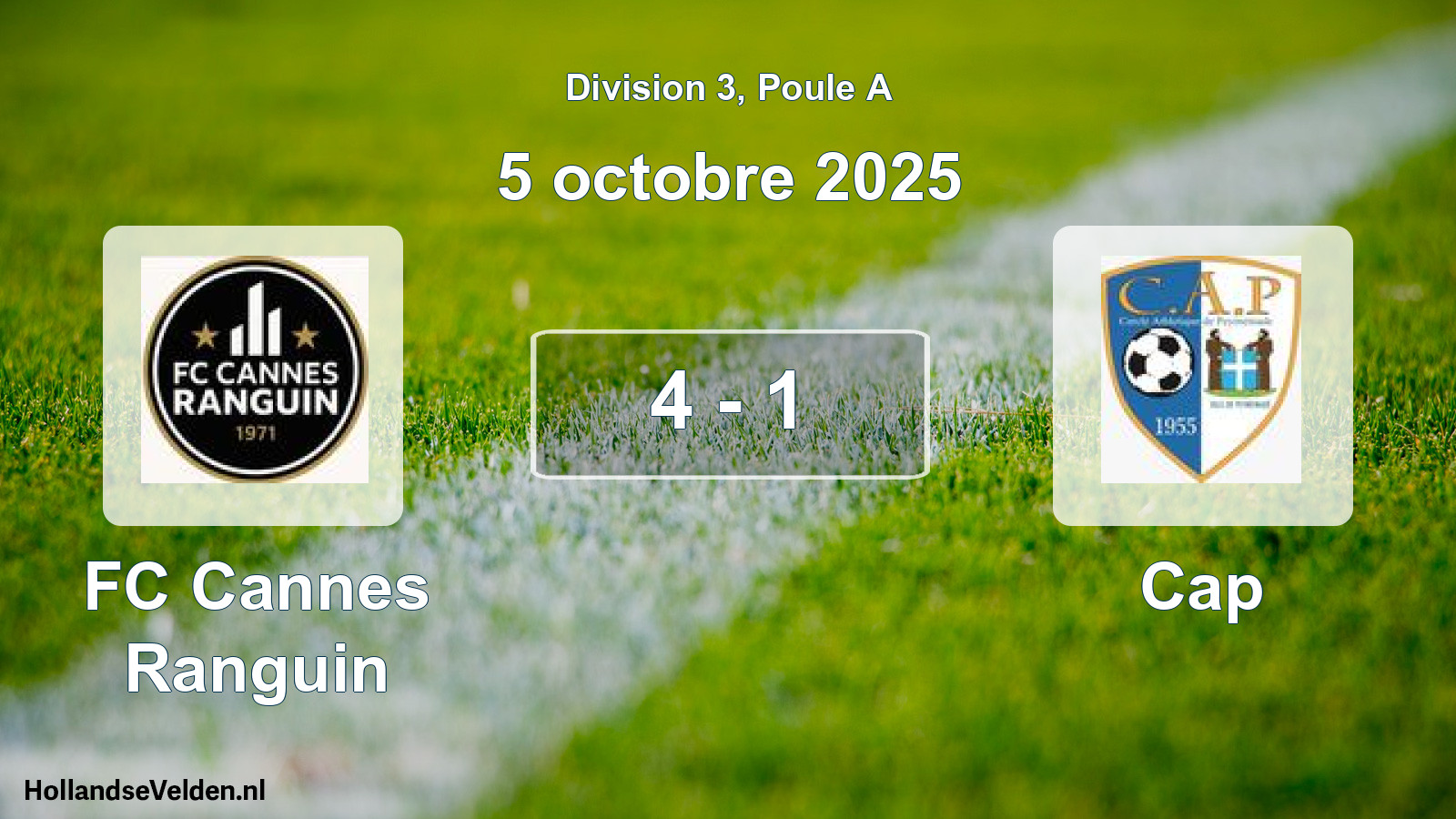 Gespeelde wedstrijd: FC Cannes Ranguin - Cap 4 - 1 (5 oktober 2025)