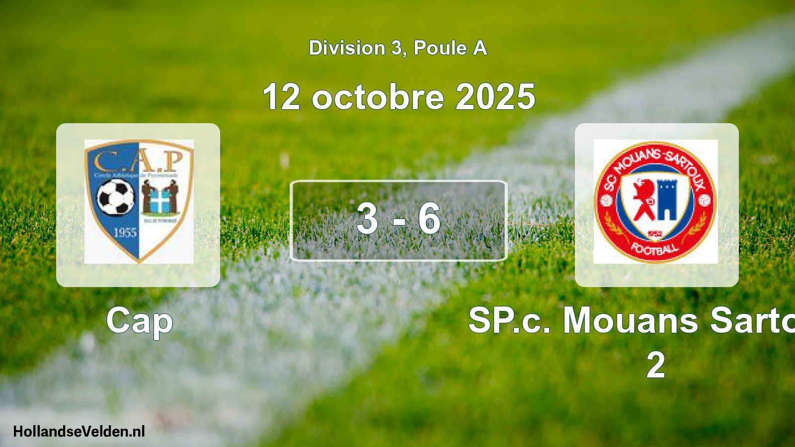 Match joué: Cap - SP.c. Mouans Sartoux 2 3 - 6 (12 octobre 2025)