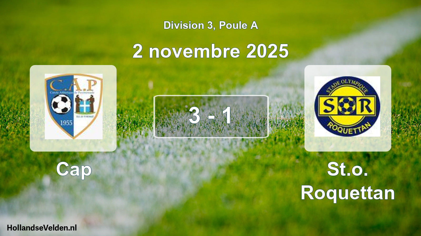 Match joué: Cap - St.o. Roquettan 3 - 1 (2 novembre 2025)