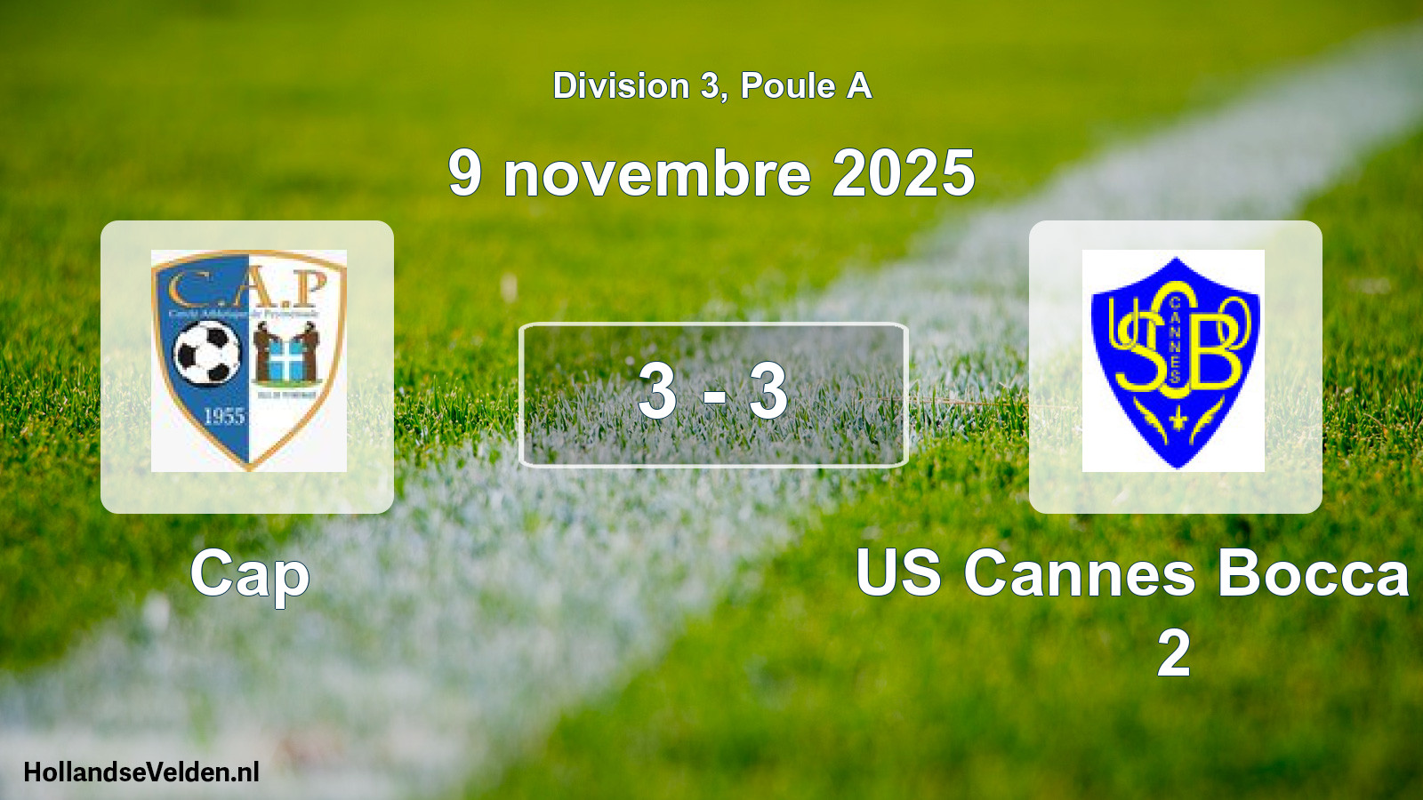 Total number of matches played: Cap - US Cannes Bocca O. 2 3 - 3 (9 November 2025)