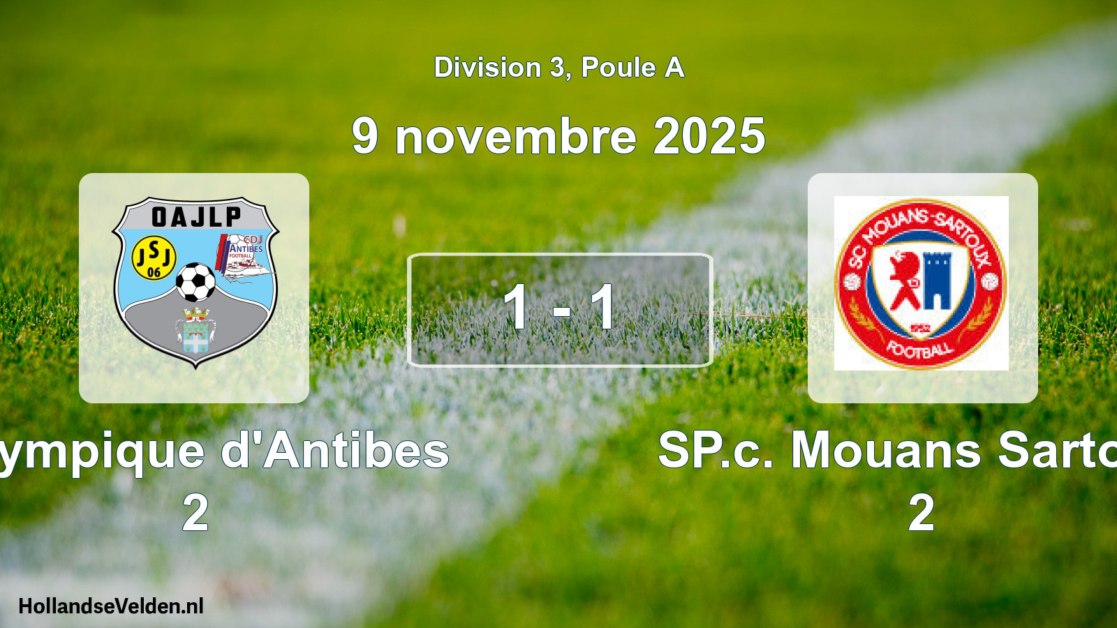 Match joué: Olympique d'Antibes 2 - SP.c. Mouans Sartoux 2 1 - 1 (9 novembre 2025)