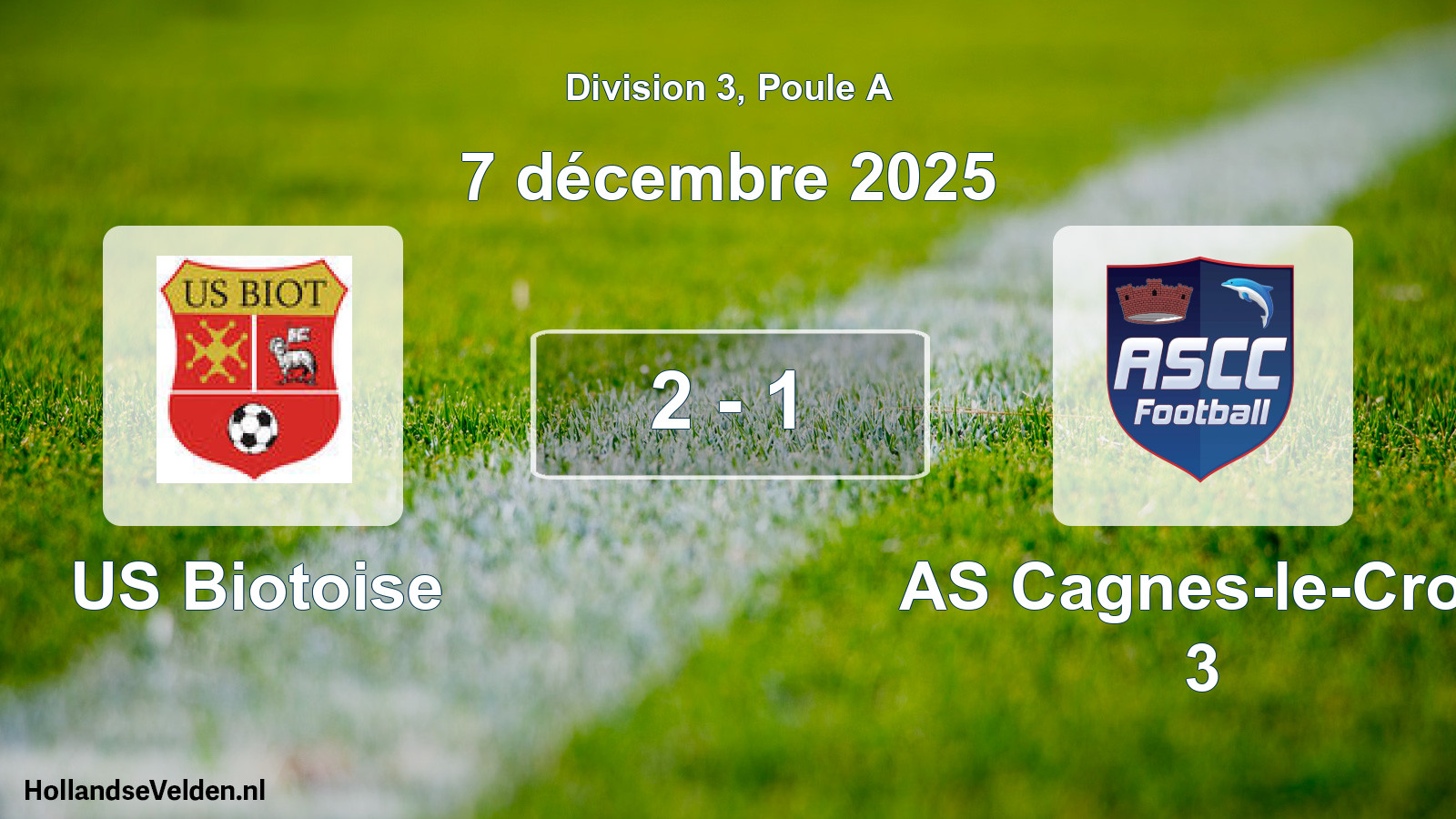 Gespeelde wedstrijd: US Biotoise - AS Cagnes-le-Cros 3 2 - 1 (7 december 2025)