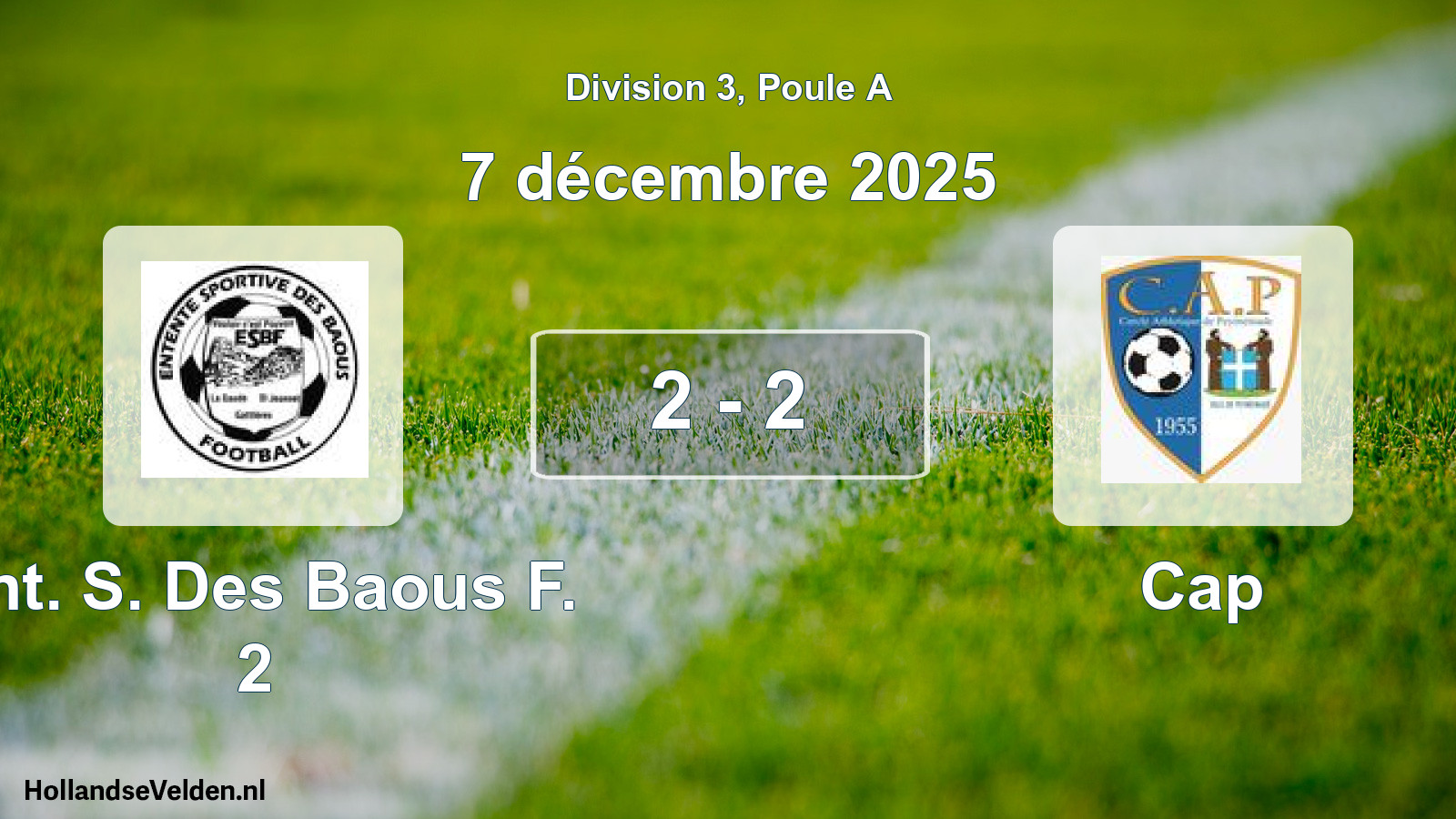 Match joué: Ent. S. Des Baous F. 2 - Cap 2 - 2 (7 décembre 2025)
