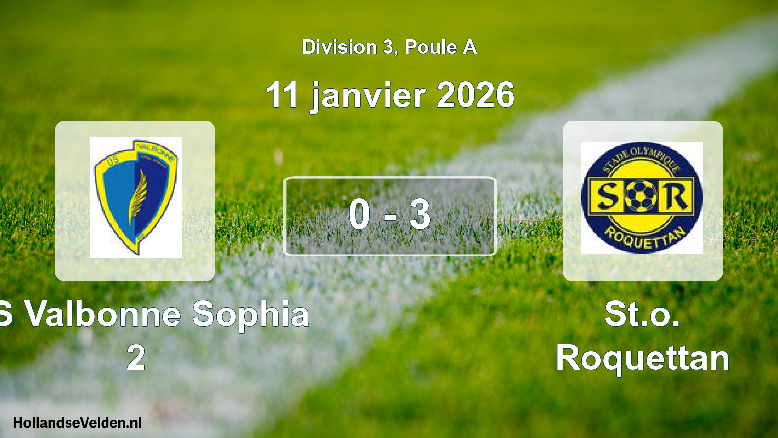 Match joué: US Valbonne Sophia 2 - St.o. Roquettan 0 - 3 (11 janvier 2026)