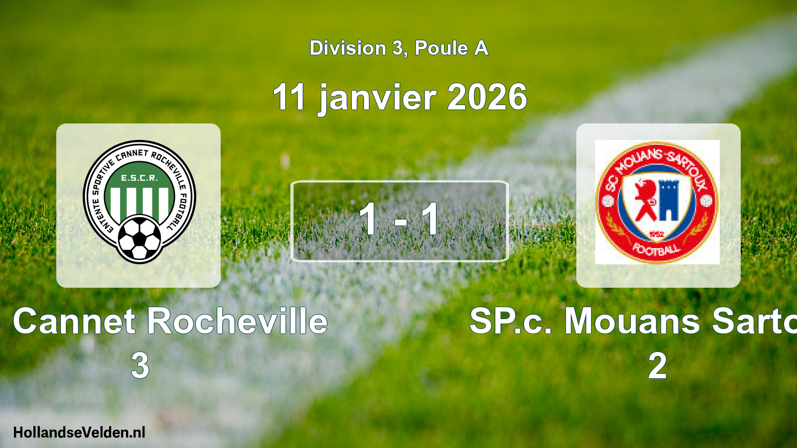 Match joué: ES Cannet Rocheville 3 - SP.c. Mouans Sartoux 2 1 - 1 (11 janvier 2026)