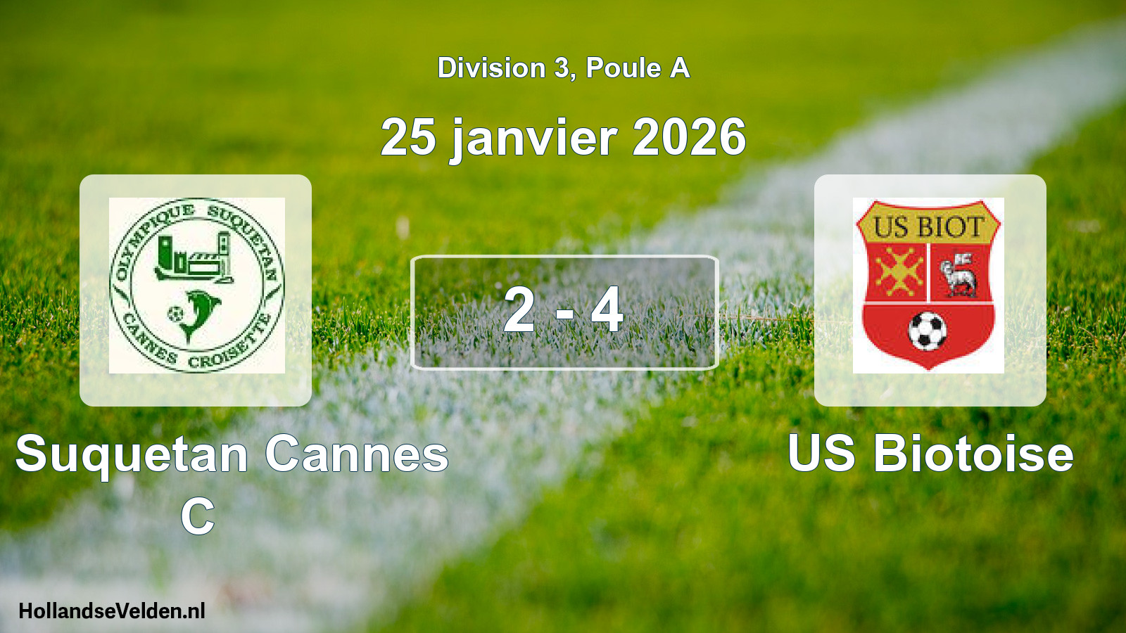 Match joué: O. Suquetan Cannes C - US Biotoise 2 - 4 (25 janvier 2026)