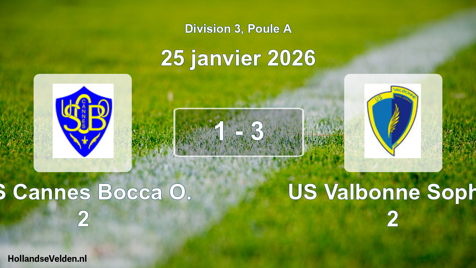 Total number of matches played: US Cannes Bocca O. 2 - US Valbonne Sophia 2 1 - 3 (25 January 2026)