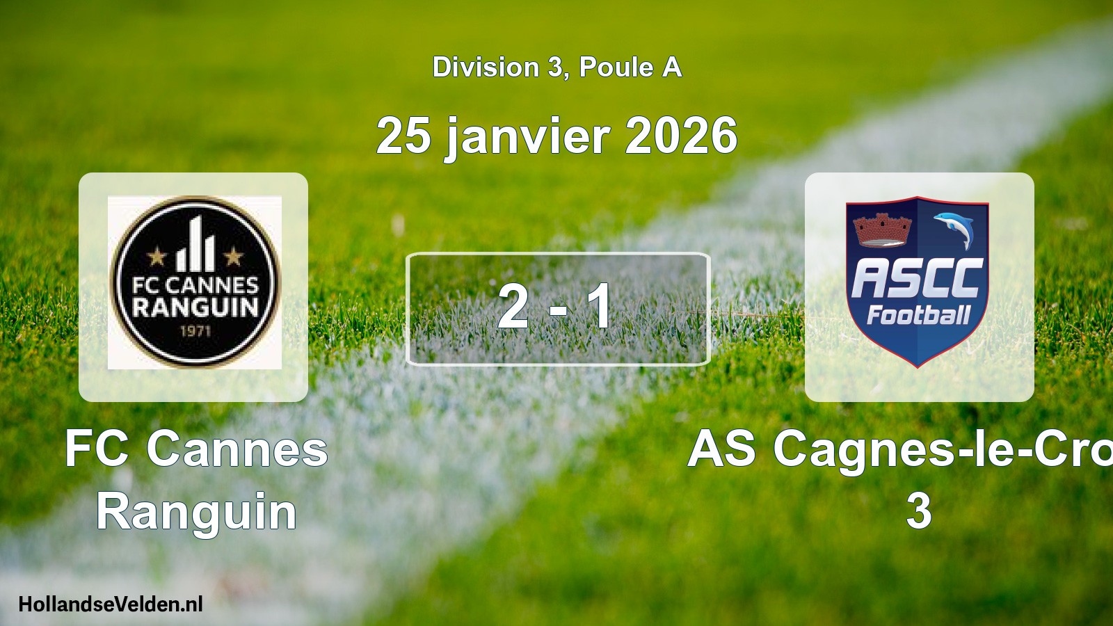 Match joué: FC Cannes Ranguin - AS Cagnes-le-Cros 3 2 - 1 (25 janvier 2026)