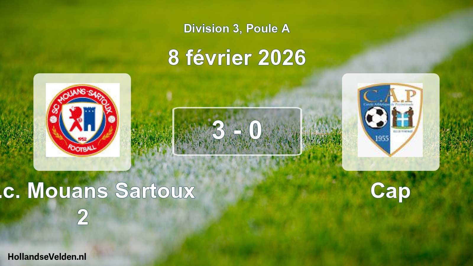 Match joué: SP.c. Mouans Sartoux 2 - Cap 3 - 0 (8 février 2026)
