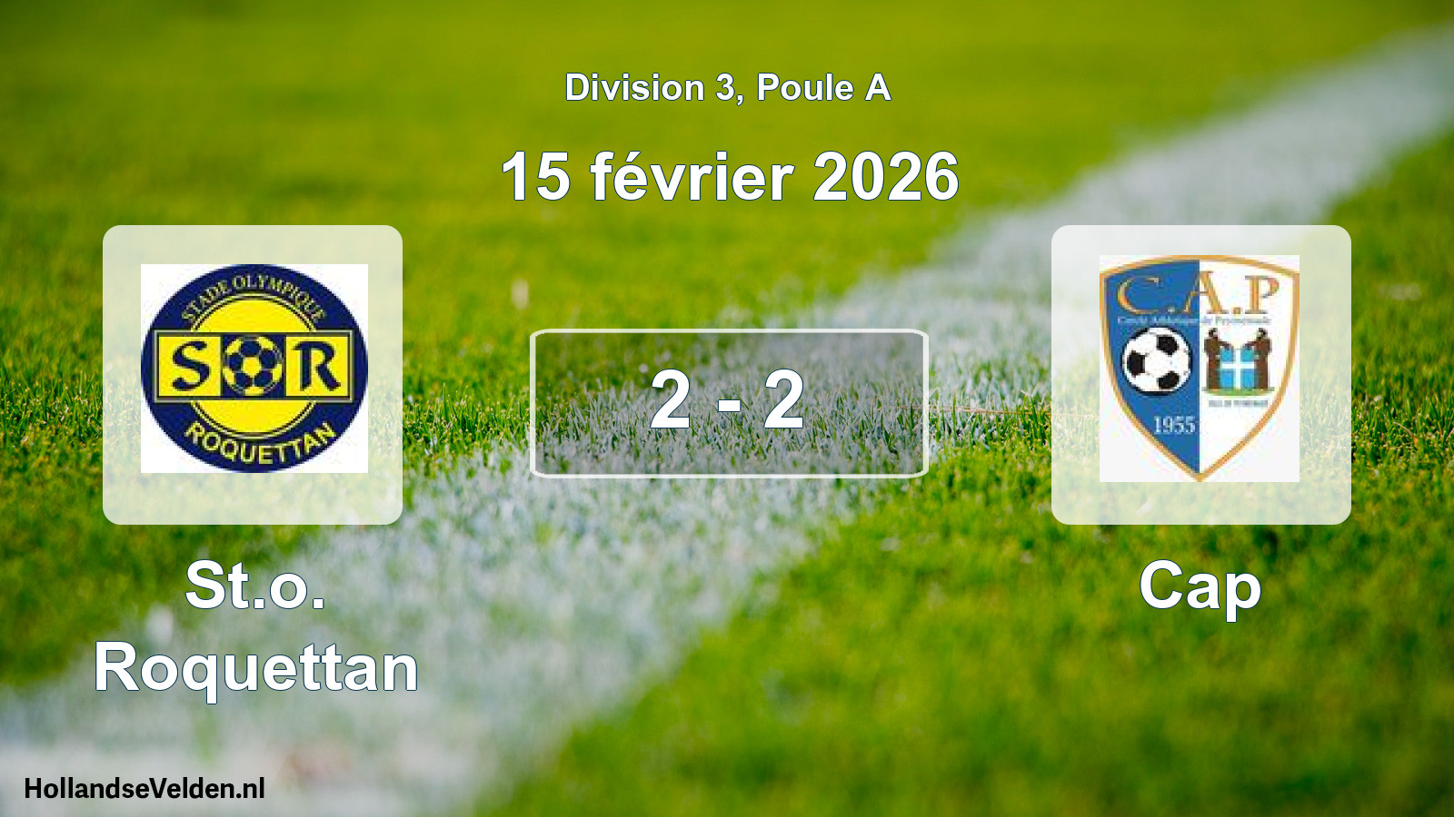 Match joué: St.o. Roquettan - Cap 2 - 2 (15 février 2026)