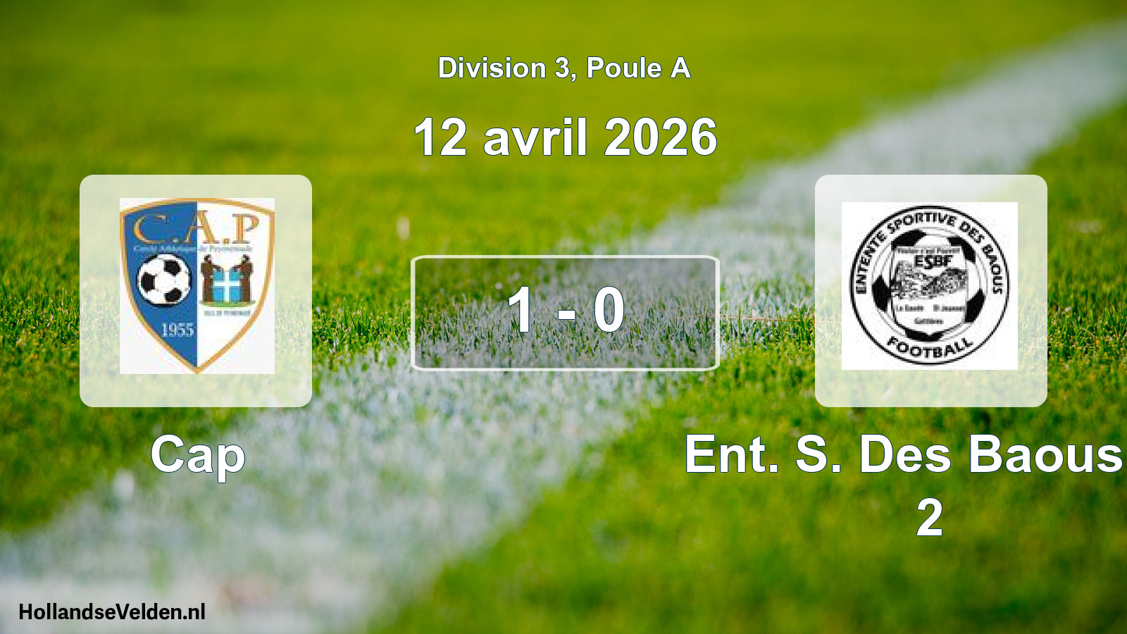 Total number of matches played: Cap - Ent. S. Des Baous F. 2 1 - 0 (12 April 2026)