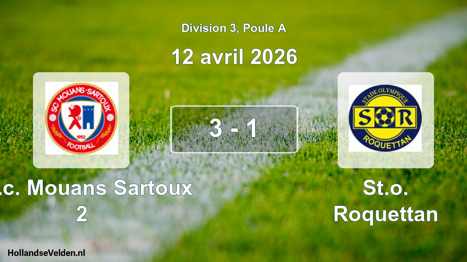 Match joué: SP.c. Mouans Sartoux 2 - St.o. Roquettan 3 - 1 (12 avril 2026)