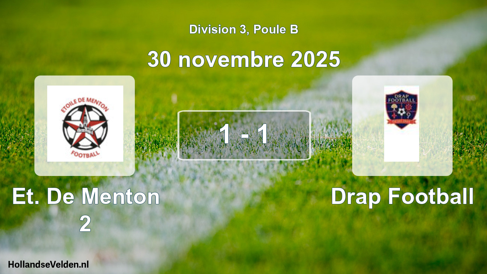 Match joué: Et. De Menton 2 - Drap Football 1 - 1 (30 novembre 2025)