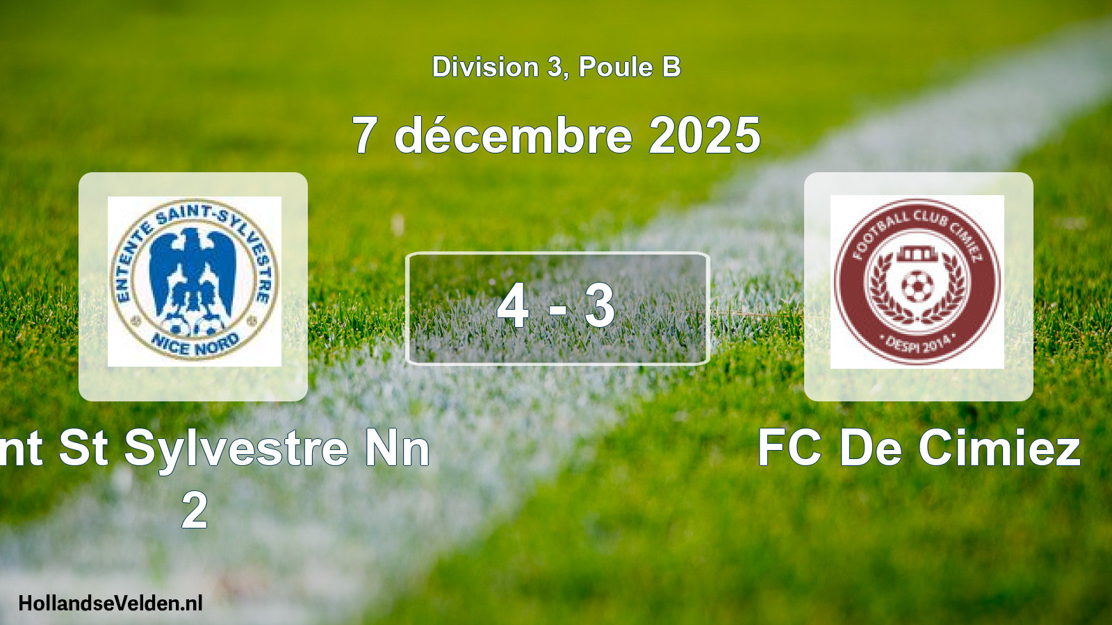 Match joué: Ent St Sylvestre Nn 2 - FC De Cimiez 4 - 3 (7 décembre 2025)