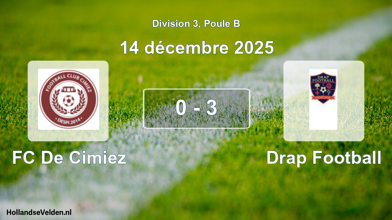 Match joué: FC De Cimiez - Drap Football 0 - 3 (14 décembre 2025)