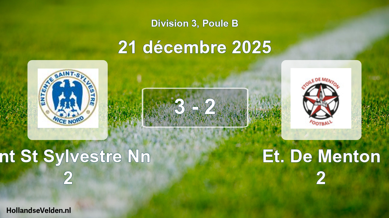 Match joué: Ent St Sylvestre Nn 2 - Et. De Menton 2 3 - 2 (21 décembre 2025)