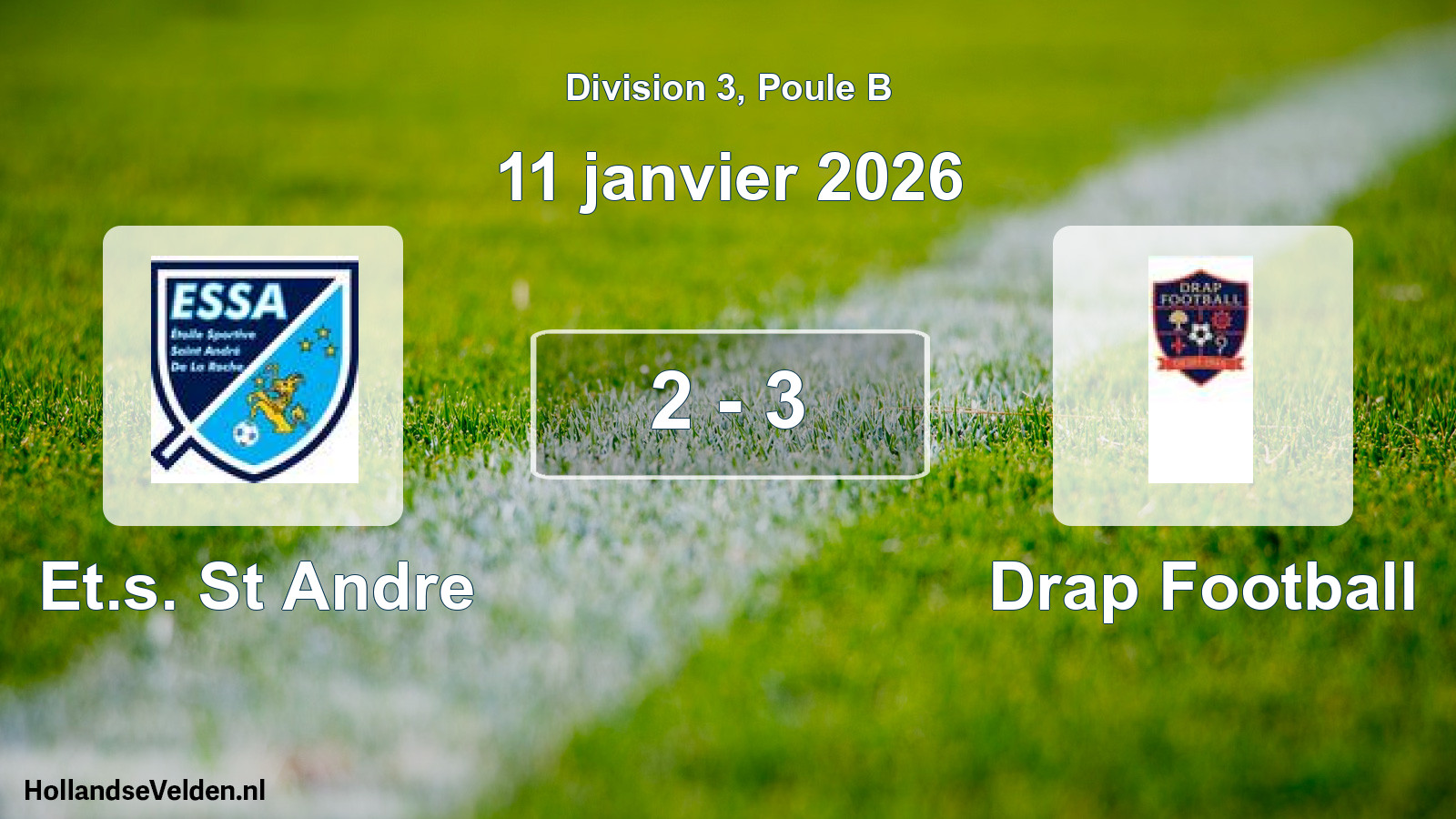 Match joué: Et.s. St Andre - Drap Football 2 - 3 (11 janvier 2026)