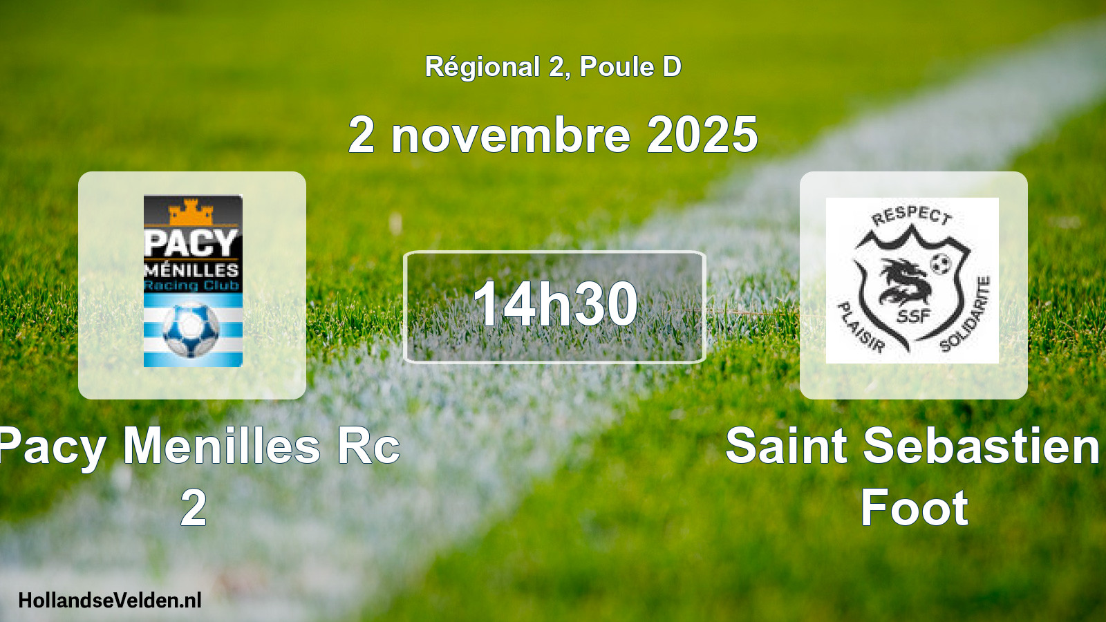 Geplande wedstrijd: Pacy Menilles Rc 2 - Saint Sebastien Foot (2 novembre 2025)
