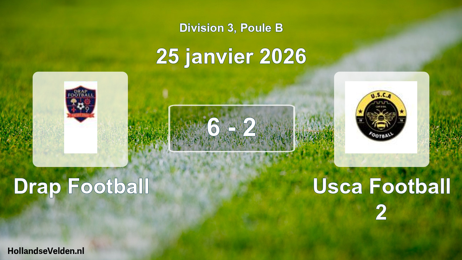 Match joué: Drap Football - Usca Football 2 6 - 2 (25 janvier 2026)
