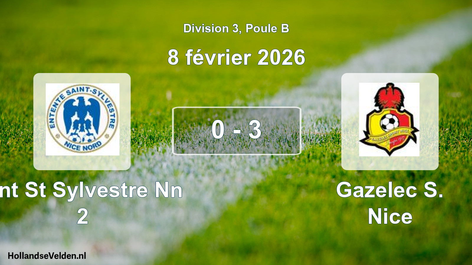 Match joué: Ent St Sylvestre Nn 2 - Gazelec S. Nice 0 - 3 (8 février 2026)