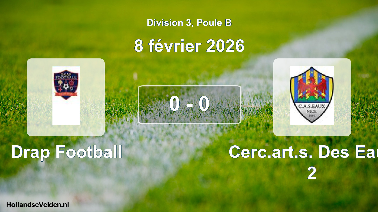 Match joué: Drap Football - Cerc.art.s. Des Eaux 2 0 - 0 (8 février 2026)