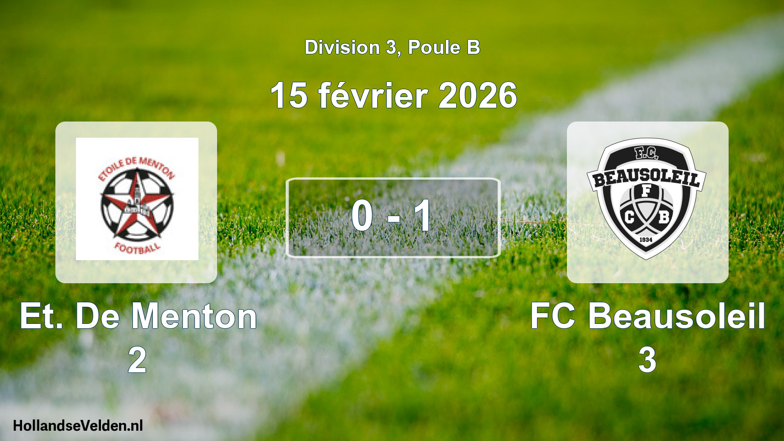 Match joué: Et. De Menton 2 - FC Beausoleil 3 0 - 1 (15 février 2026)