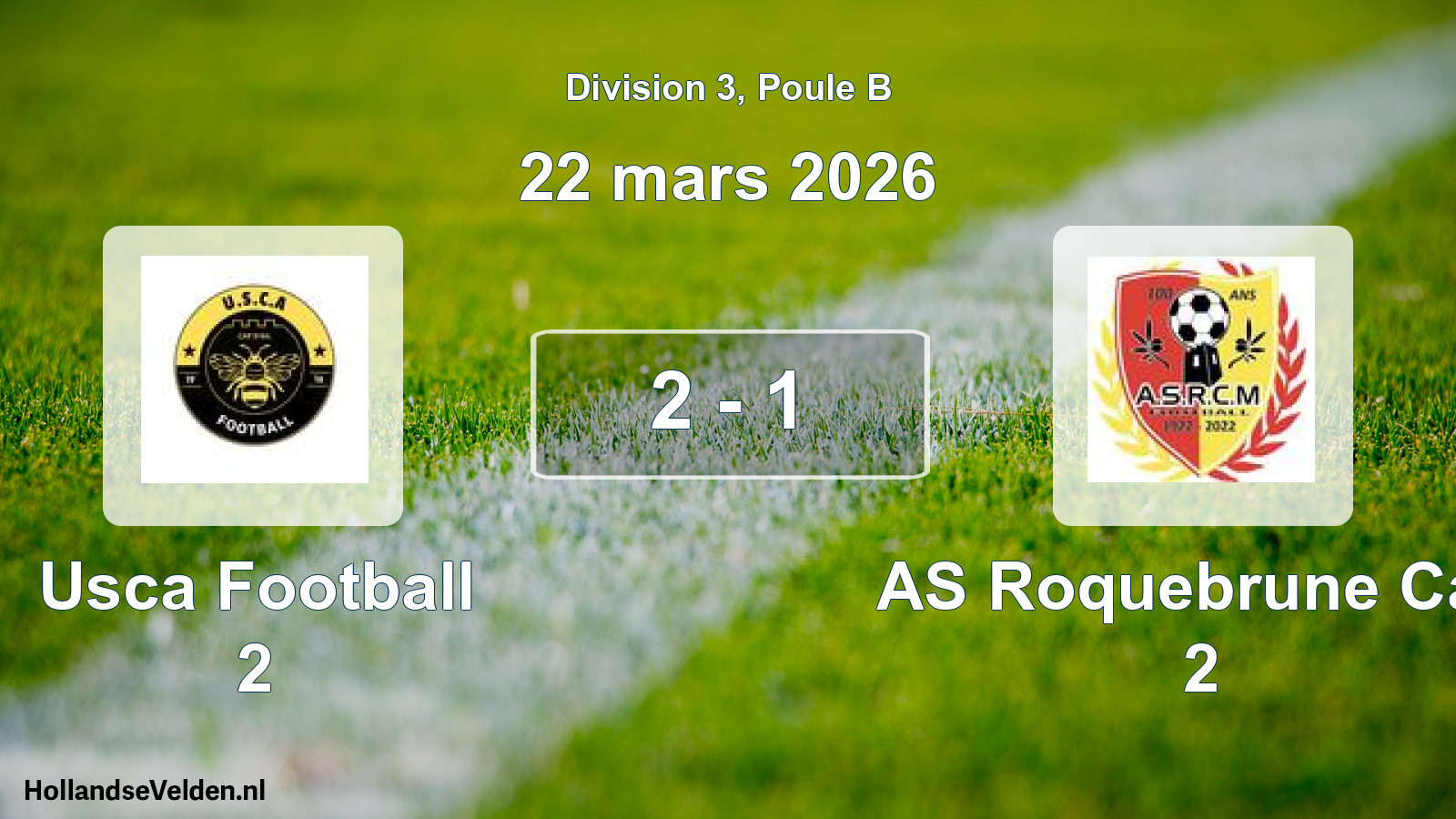 Match joué: Usca Football 2 - AS Roquebrune Cap 2 2 - 1 (22 mars 2026)