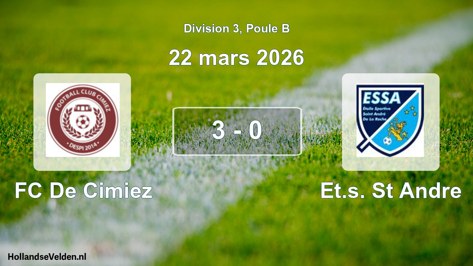 Match joué: FC De Cimiez - Et.s. St Andre 3 - 0 (22 mars 2026)