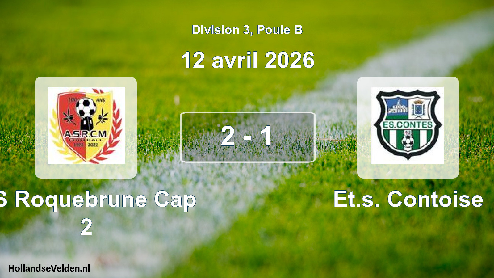 Match joué: AS Roquebrune Cap 2 - Et.s. Contoise 2 - 1 (12 avril 2026)