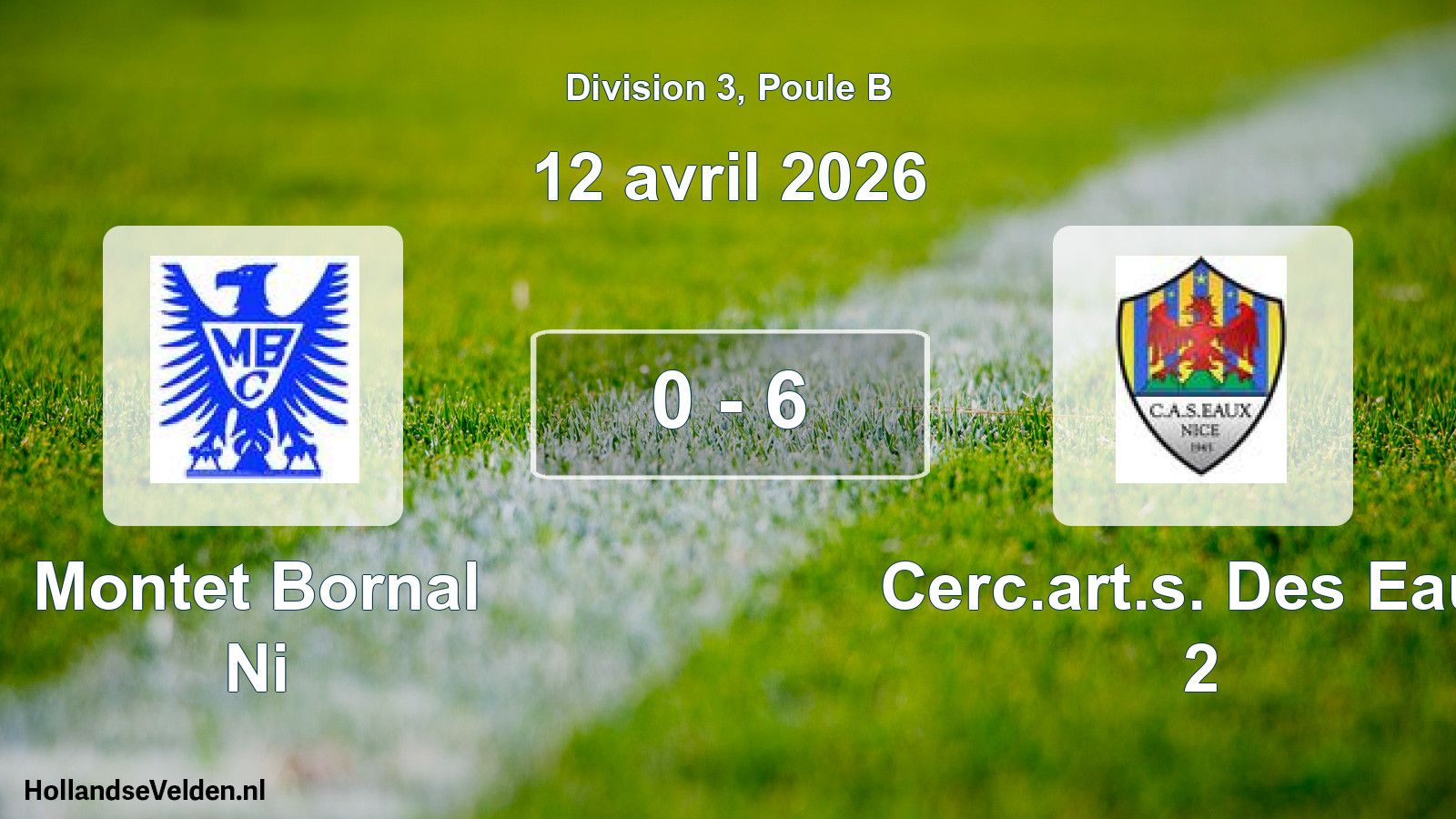 Match joué: Montet Bornal Ni - Cerc.art.s. Des Eaux 2 0 - 6 (12 avril 2026)