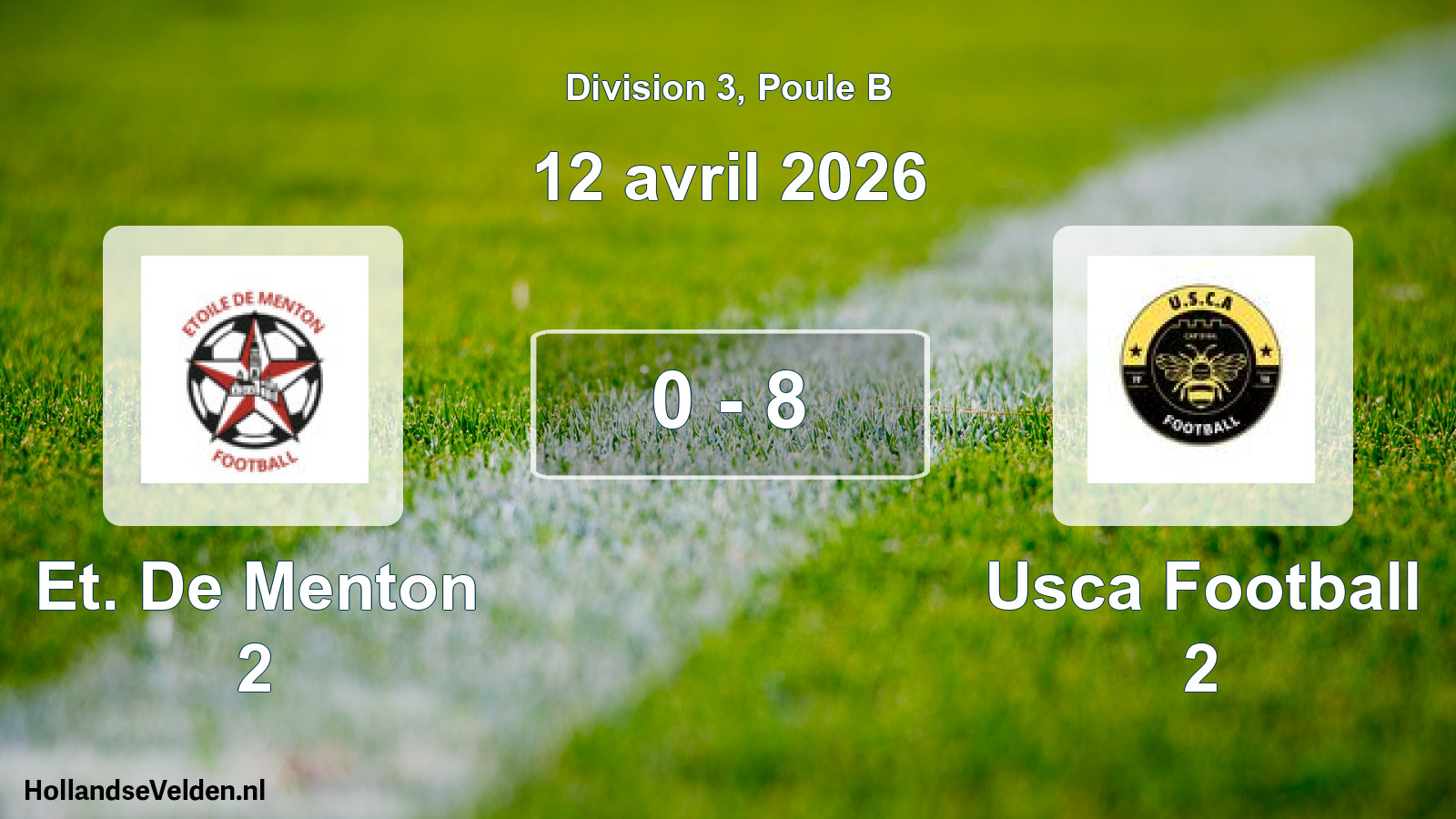 Match joué: Et. De Menton 2 - Usca Football 2 0 - 8 (12 avril 2026)