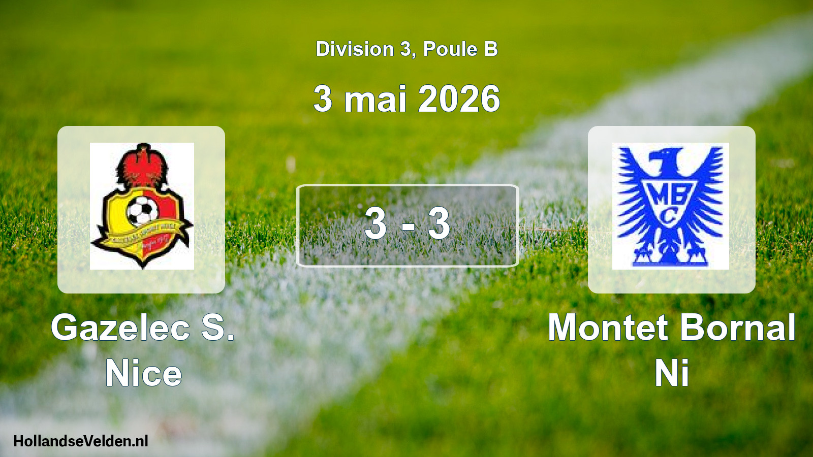 Match joué: Gazelec S. Nice - Montet Bornal Ni 3 - 3 (3 mai 2026)