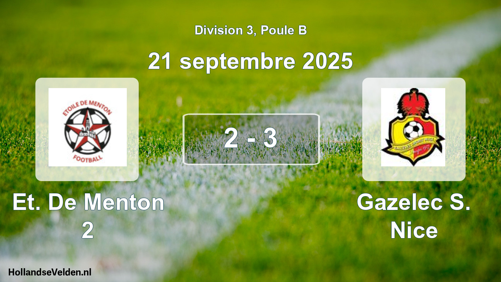 Match joué: Et. De Menton 2 - Gazelec S. Nice 2 - 3 (21 septembre 2025)