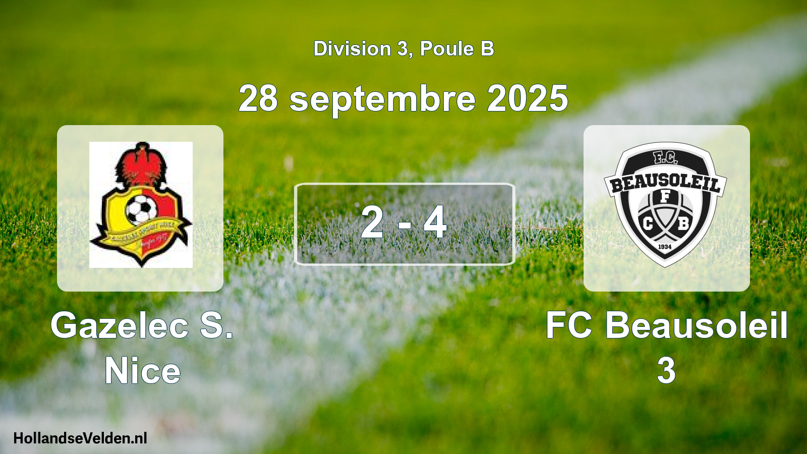 Match joué: Gazelec S. Nice - FC Beausoleil 3 2 - 4 (28 septembre 2025)
