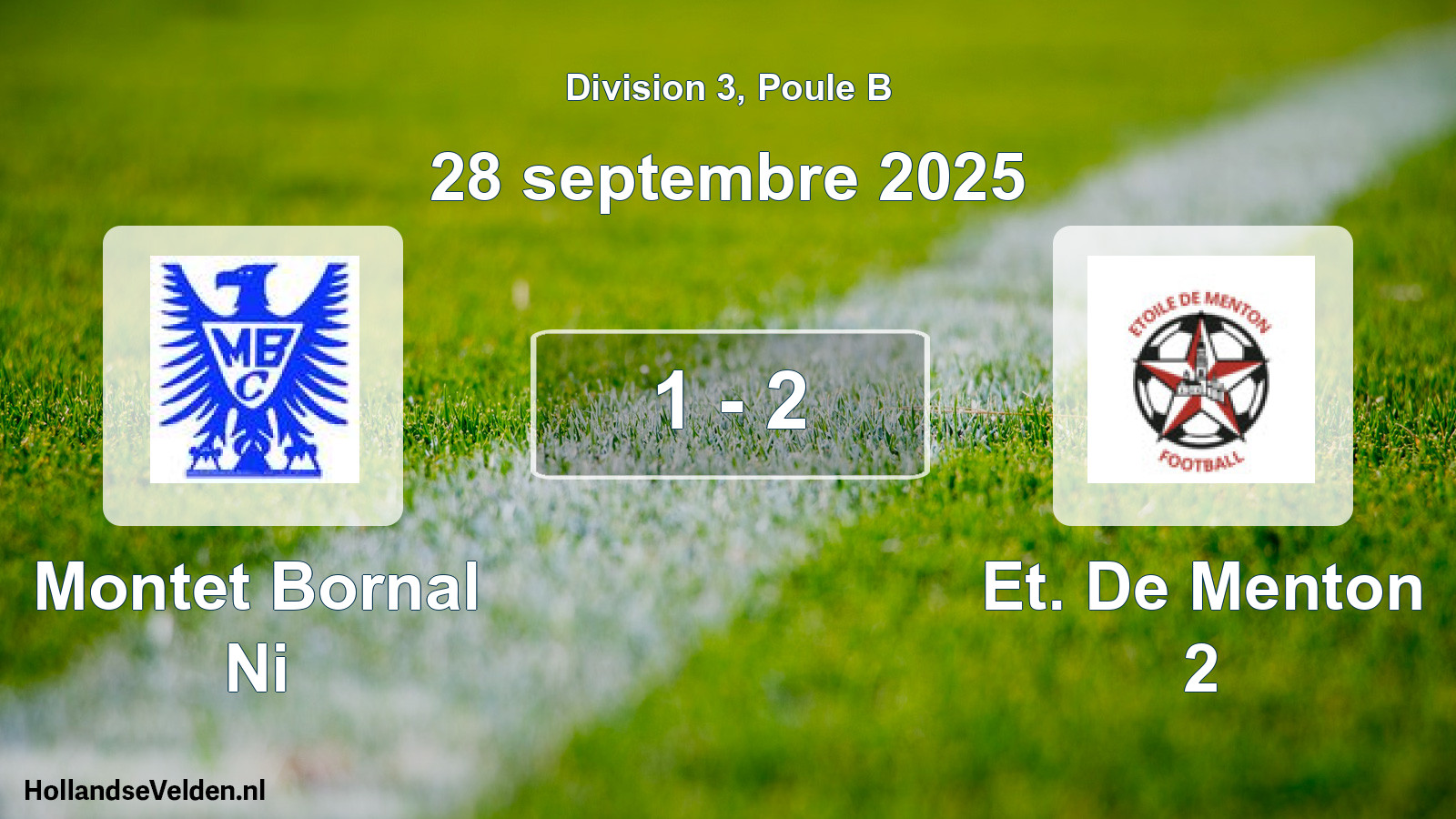 Match joué: Montet Bornal Ni - Et. De Menton 2 1 - 2 (28 septembre 2025)