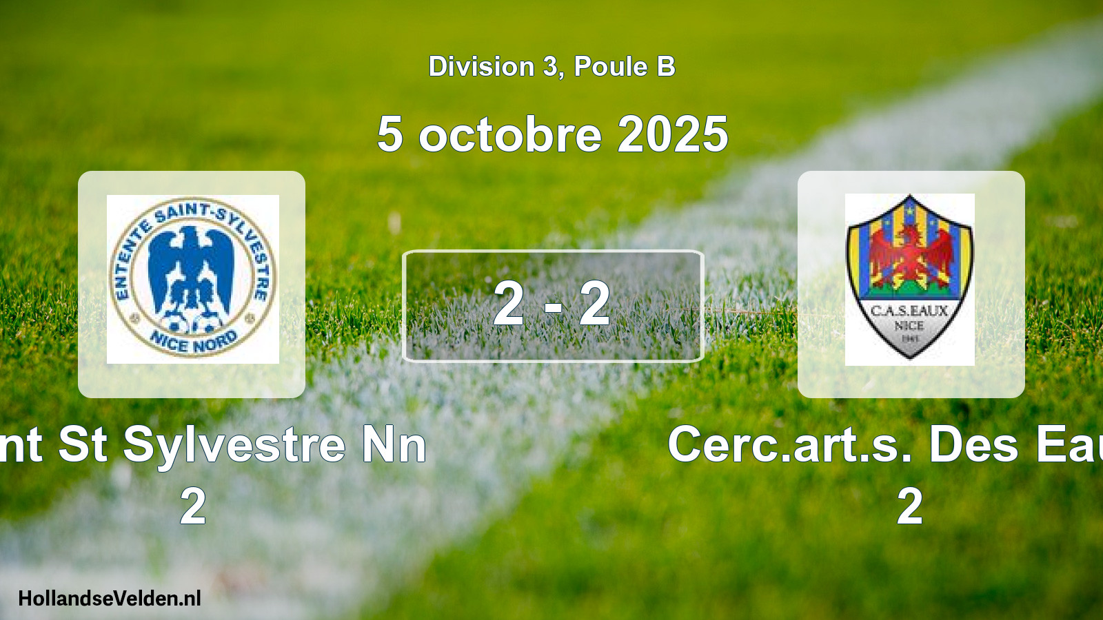 Match joué: Ent St Sylvestre Nn 2 - Cerc.art.s. Des Eaux 2 2 - 2 (5 octobre 2025)