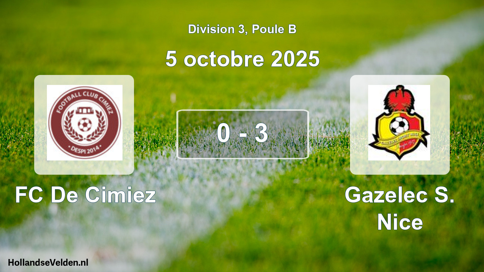 Match joué: FC De Cimiez - Gazelec S. Nice 0 - 3 (5 octobre 2025)