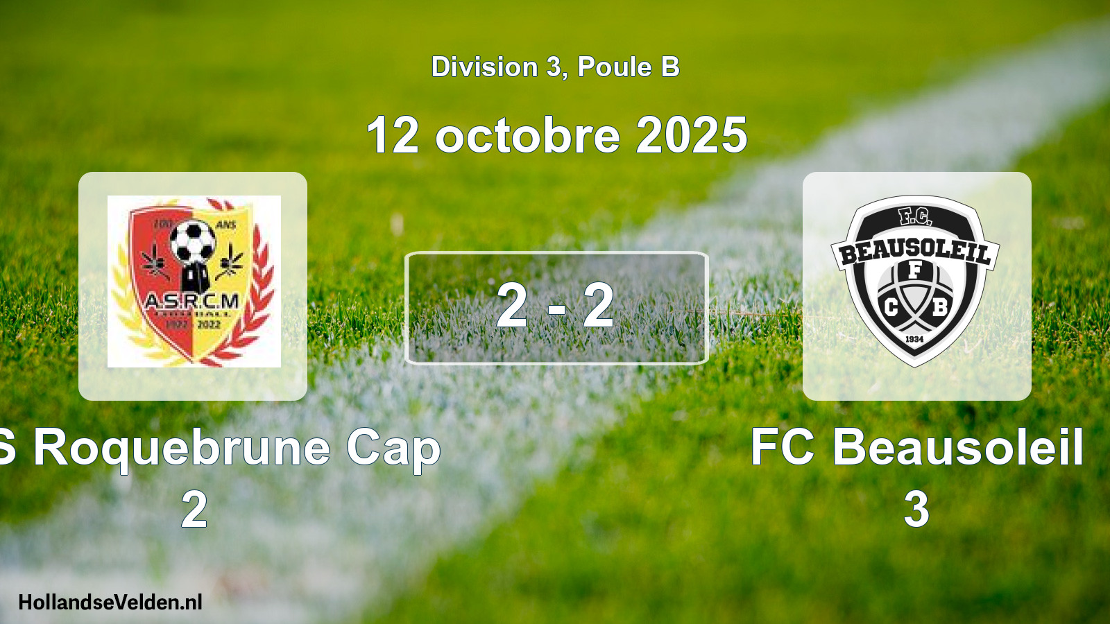 Match joué: AS Roquebrune Cap 2 - FC Beausoleil 3 2 - 2 (12 octobre 2025)