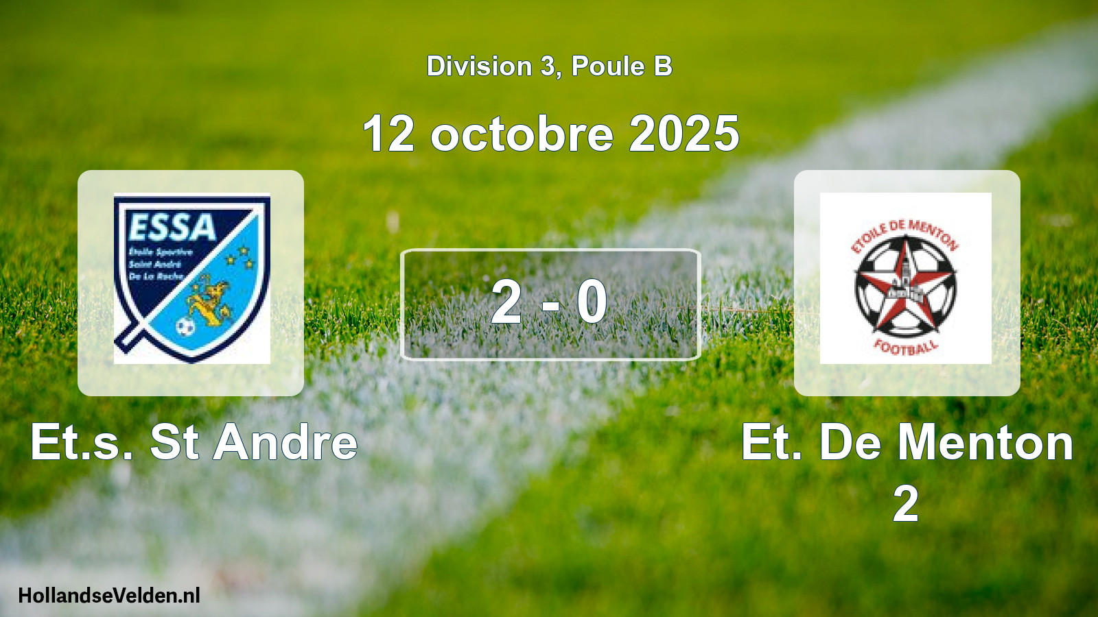 Match joué: Et.s. St Andre - Et. De Menton 2 2 - 0 (12 octobre 2025)
