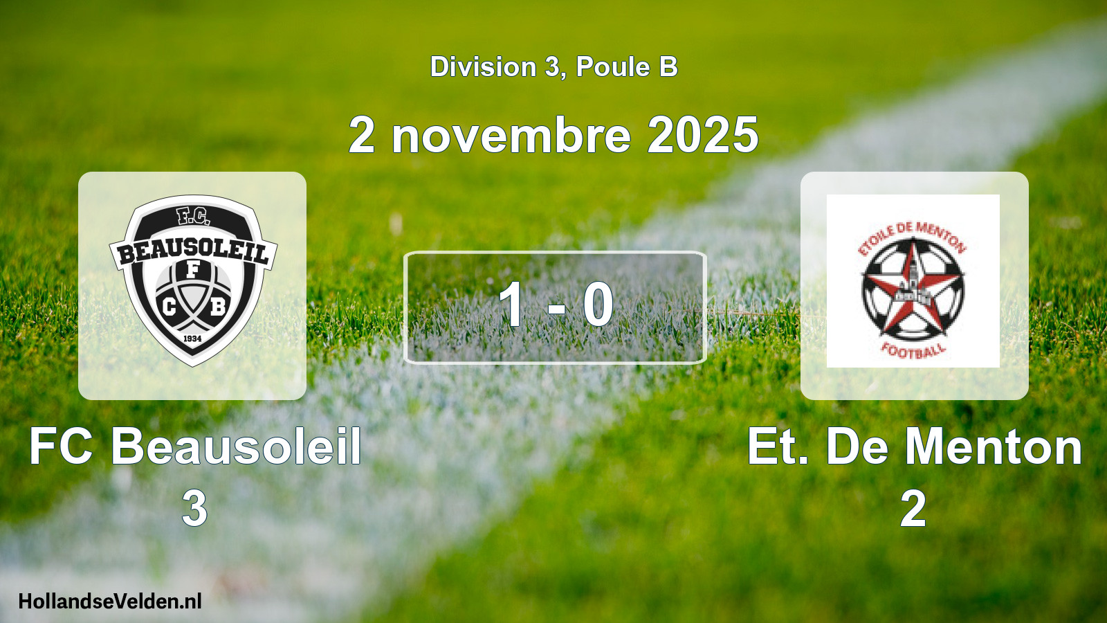 Match joué: FC Beausoleil 3 - Et. De Menton 2 1 - 0 (2 novembre 2025)