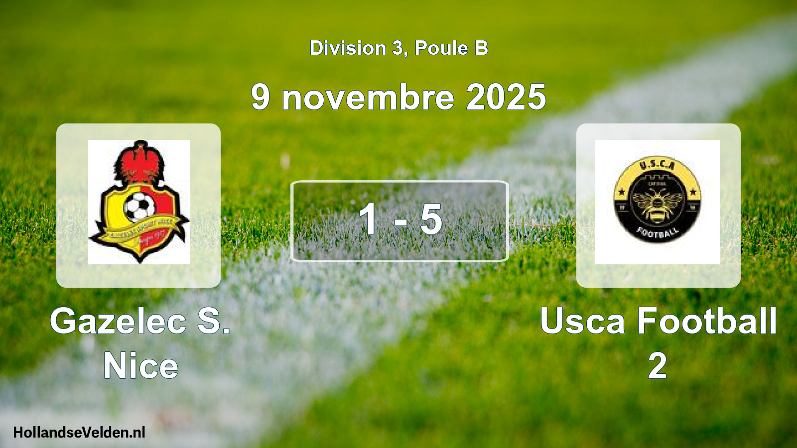 Match joué: Gazelec S. Nice - Usca Football 2 1 - 5 (9 novembre 2025)
