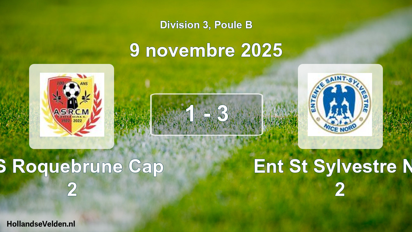 Match joué: AS Roquebrune Cap 2 - Ent St Sylvestre Nn 2 1 - 3 (9 novembre 2025)