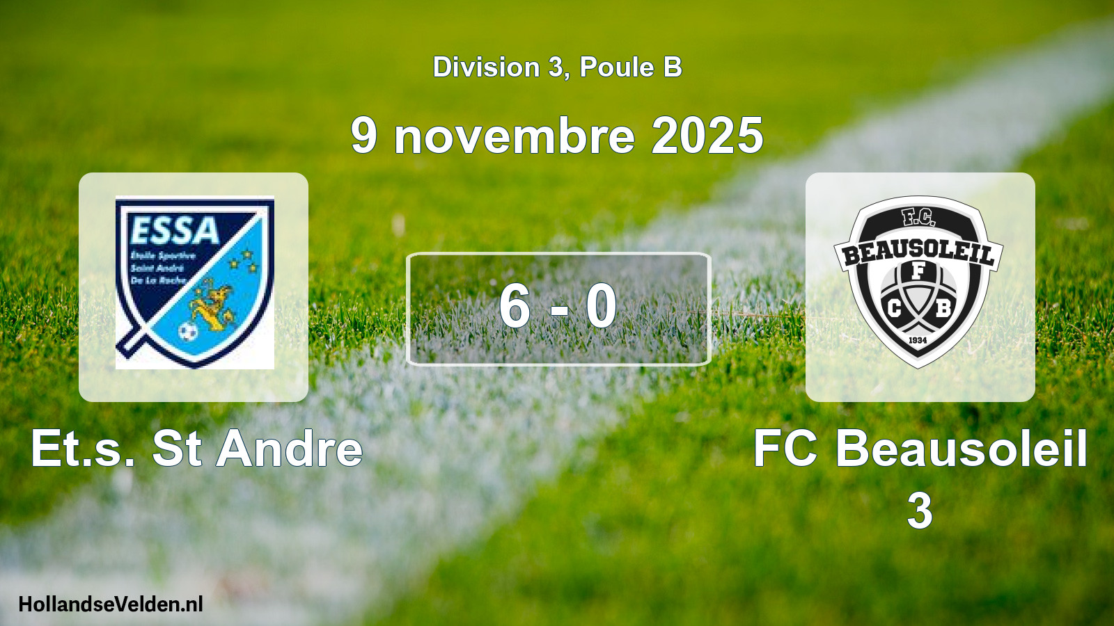 Match joué: Et.s. St Andre - FC Beausoleil 3 6 - 0 (9 novembre 2025)