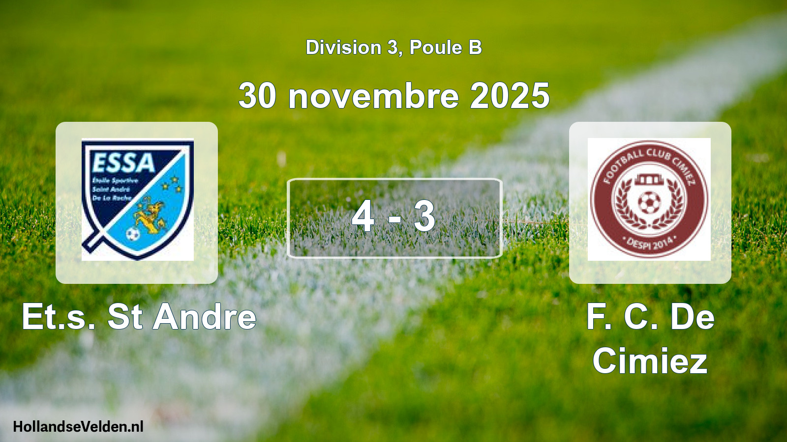 Match joué: Et.s. St Andre - FC De Cimiez 4 - 3 (30 novembre 2025)