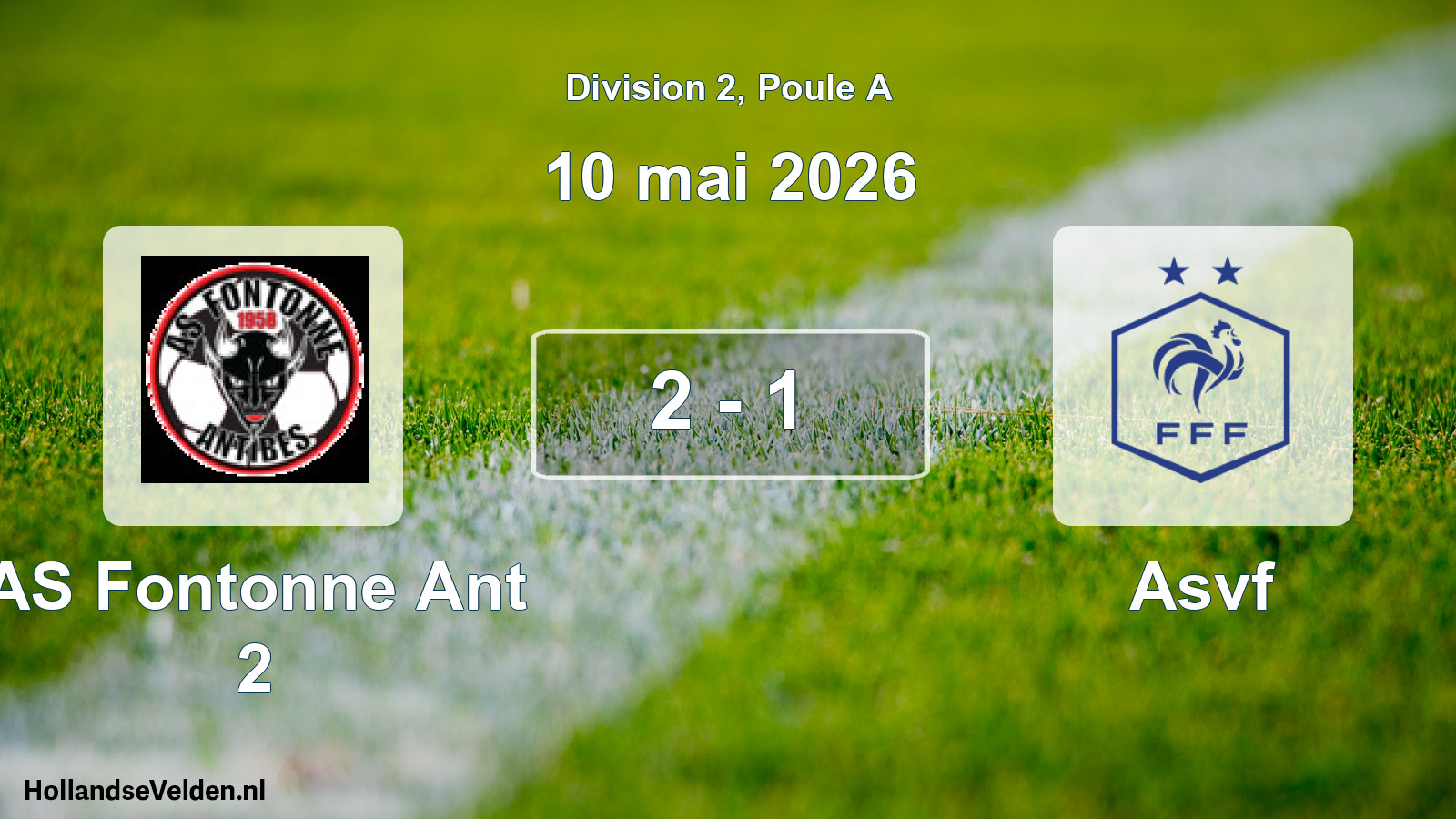 Match joué: AS Fontonne Ant 2 - Asvf 2 - 1 (10 mai 2026)
