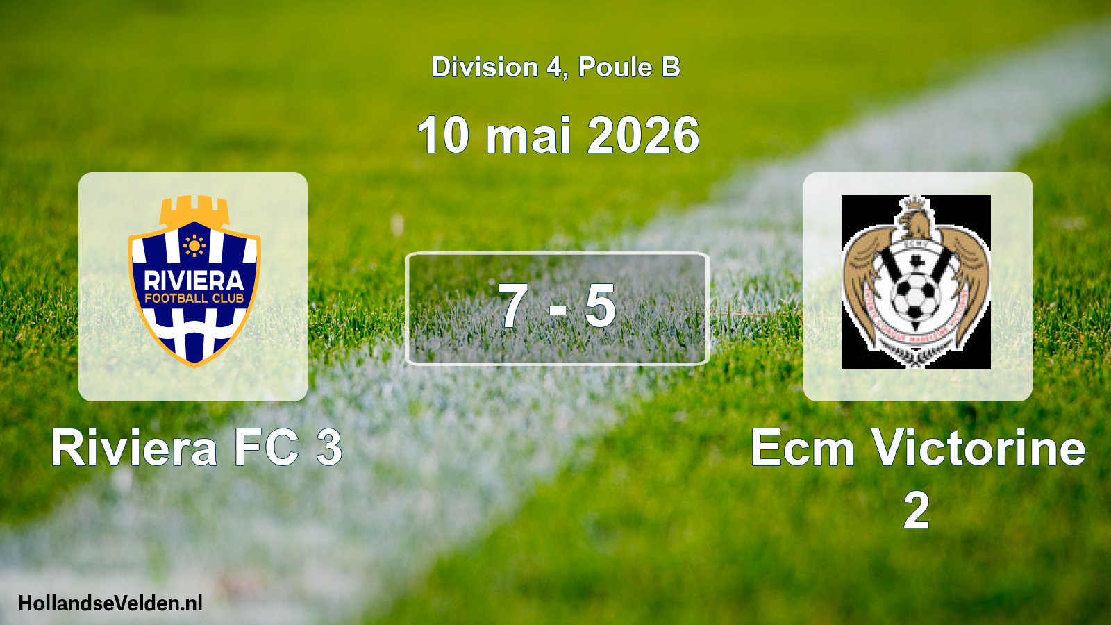 Gespeelde wedstrijd: Riviera FC 3 - Ecm Victorine 2 7 - 5 (10 mei 2026)